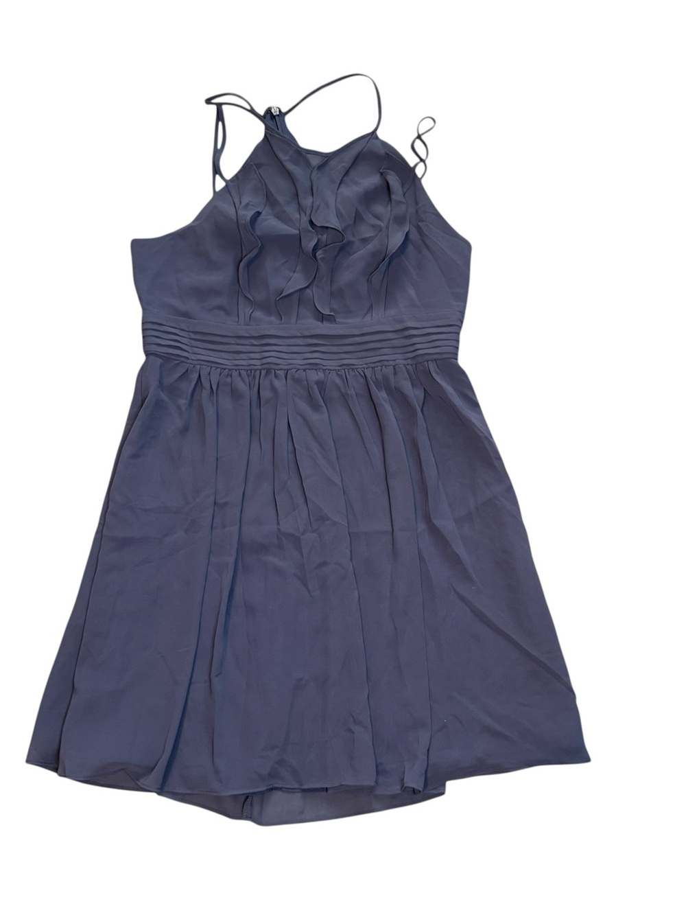 BCBGeneration Dusty Blue Ruffle Halter Mini Dress